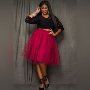 Ashley Stewart Red Tulle Skirt Size: 14/16